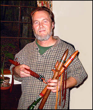 Myself, Rick Heller, with a selection of flutes I created.